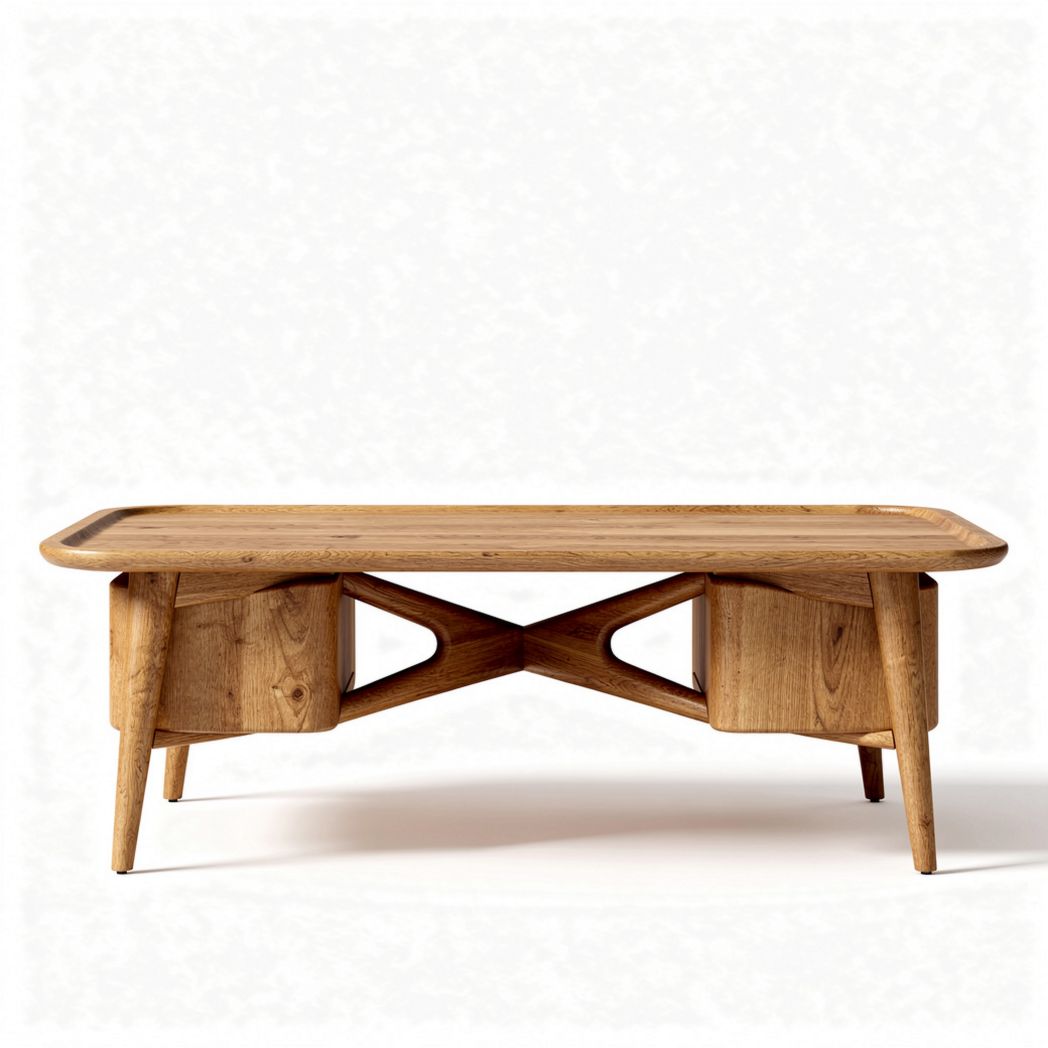 Wooden coffee table with unique design and natural finish 120 x 60 x 45cm