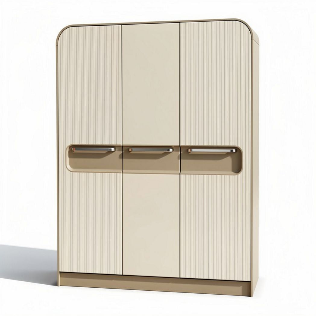 Modern beige storage cabinet with three doors and sleek handles 80 x 40 x 120cm