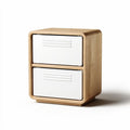 Wooden nightstand with two white drawers 40 x 40 x 40cm for bedroom storage