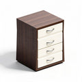 Wooden nightstand with three drawers and sleek silver handles 40 x 40 x 50cm