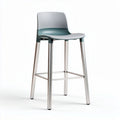 Plastic bar stool with metal legs in gray and teal 45 x 45 x 100cm