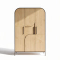 Wooden cabinetry storage unit with curved design and metal frame 90 x 45 x 180cm