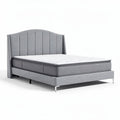 Grey upholstered bed frame with storage drawers and mattress included 200 x 160 x 100cm