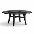 Round coffee table with black glass top and sleek black legs 90 x 90 x 30cm