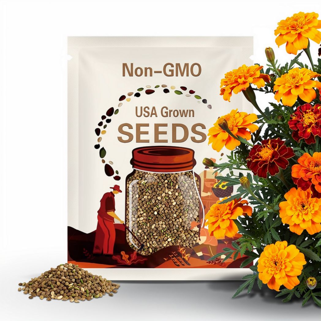 FRENCH MARIGOLD Seeds *Free Shipping!* Fresh & Organic Tagetes patula Seeds | Orange Outdoor Flower Seeds for Planting