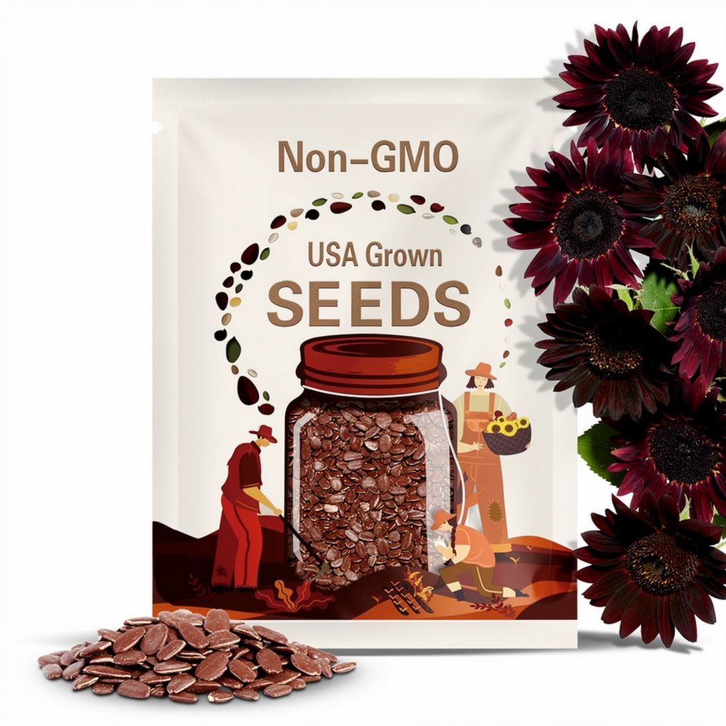 Chocolate Cherry Sunflower Seeds | Deep Red Heirloom Blooms