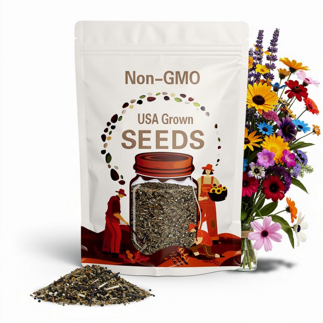 21 Annual Wildflower Seeds Mix for Indoor & Outdoors. 100,000+ Non GMO, Heirloom Wildflower Garden Seeds, 4oz Packet for Growing