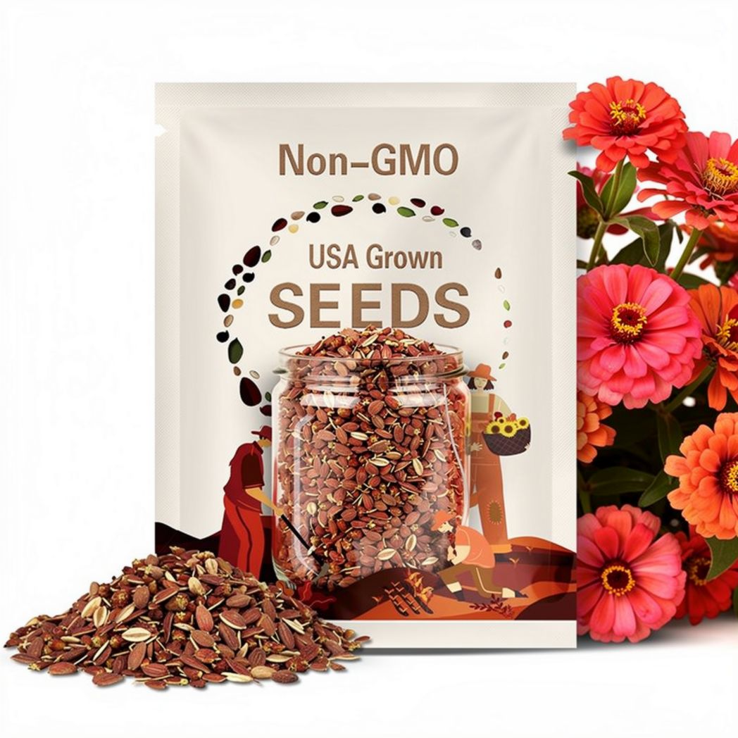 Giant Coral Organic Zinnia Seed Cheerful Coral blooms in Organic seed.