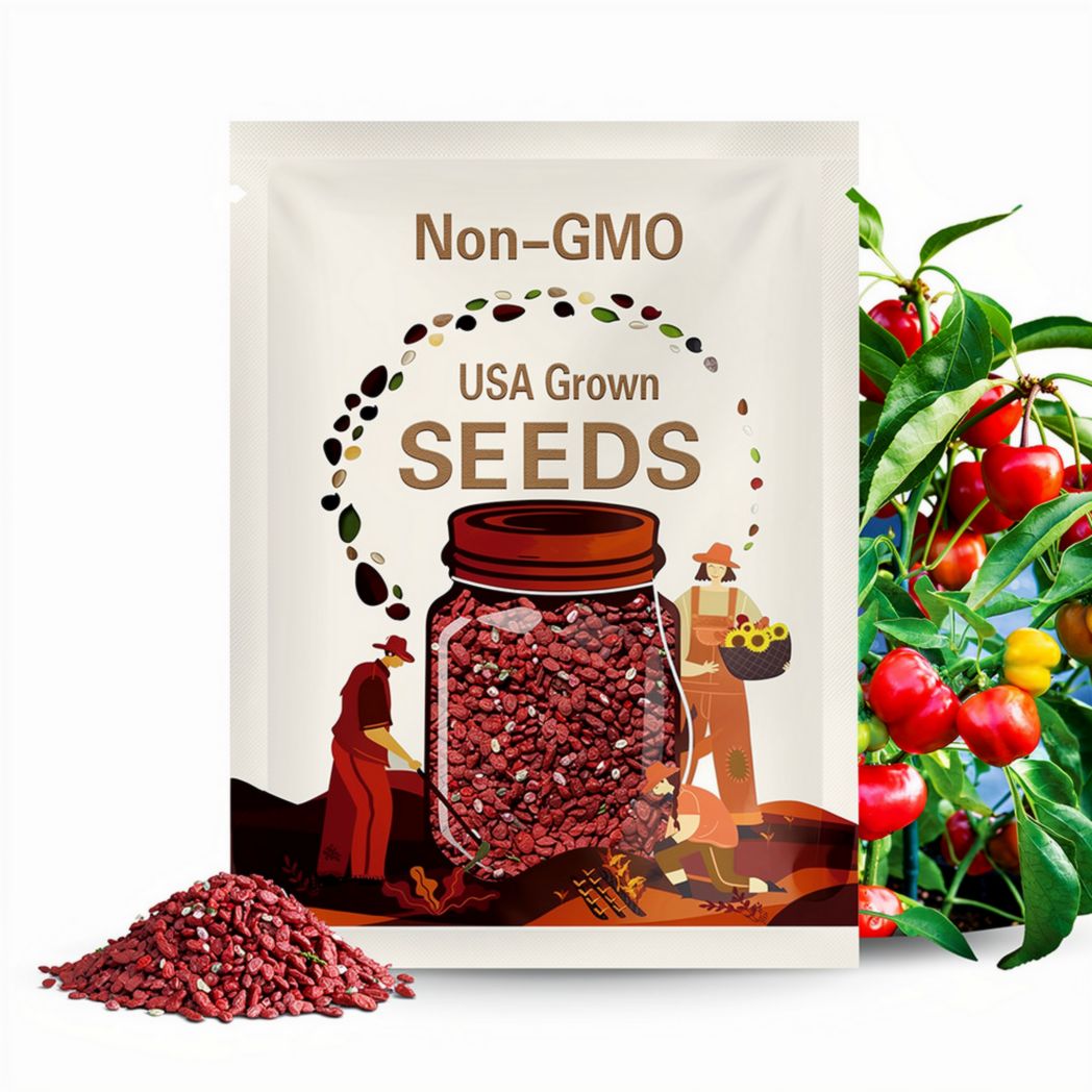 Red Cherry Pepper Seeds - Organic, Heirloom, Open Pollinated, Non GMO - Grow Indoor, Outdoors, Pots, Grow Beds, Soil, Hydroponic, Aquaponic