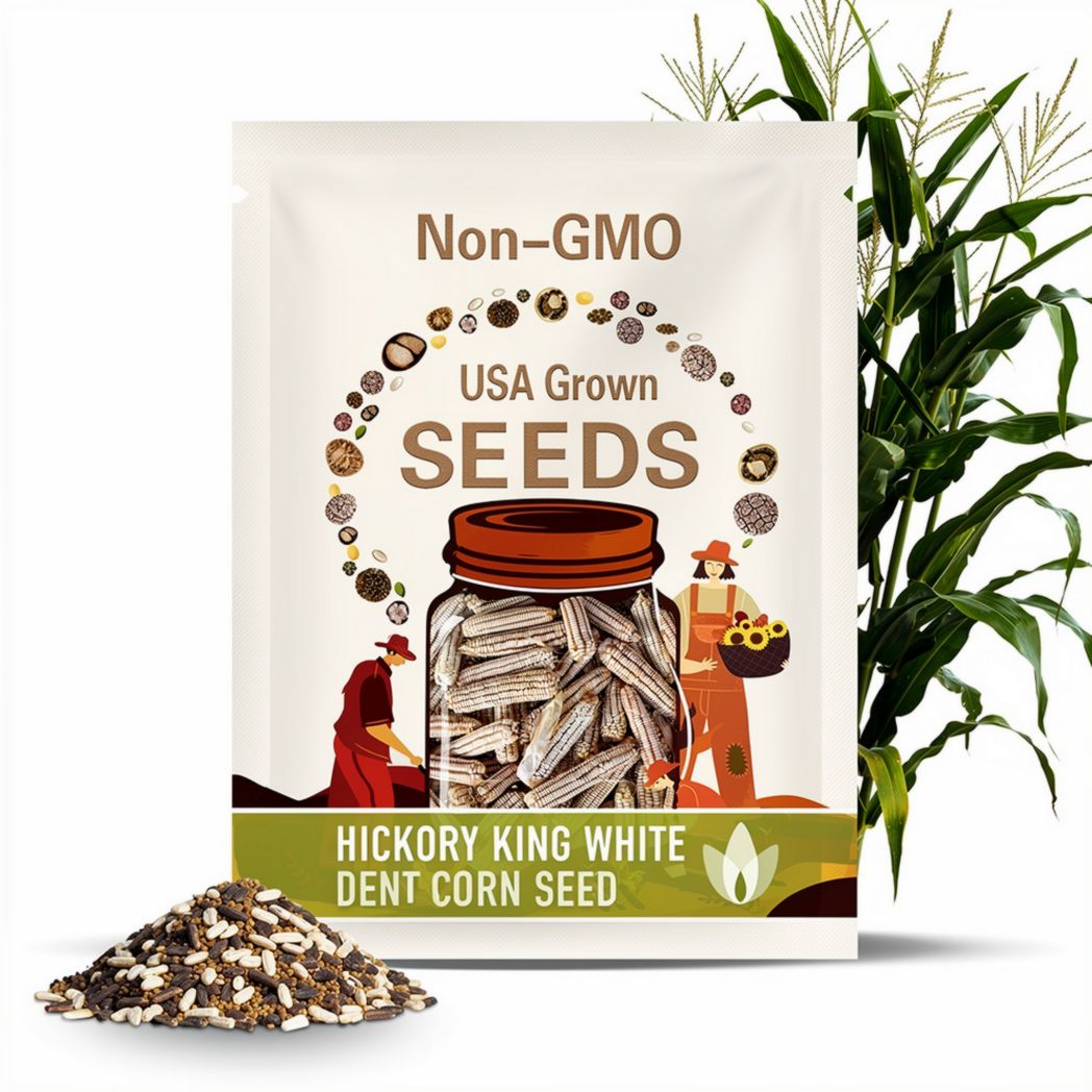 Hickory King White Corn Heirloom Seeds - Dent Corn, Sweet Corn, Milling Corn, Roasting Corn, Open Pollinated, Non-GMO