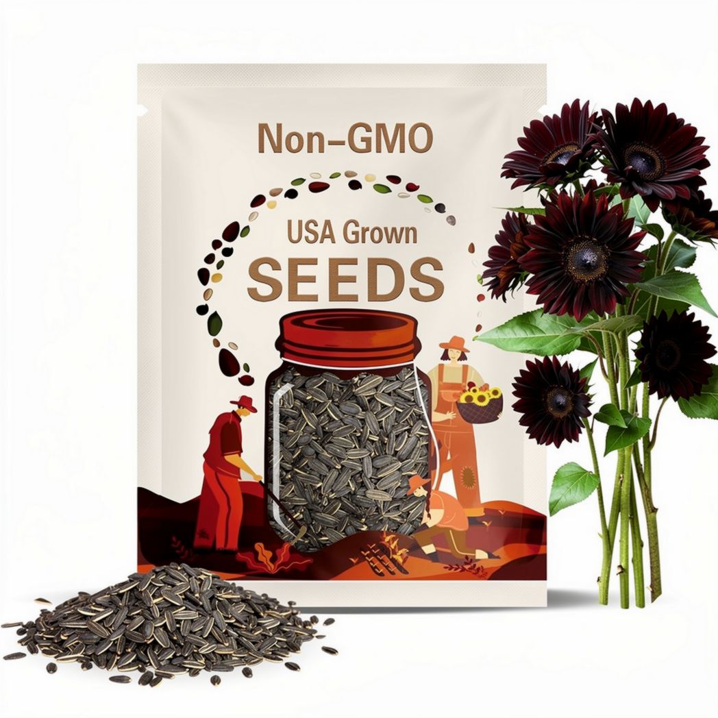 25+ Seeds| Red Black Velvet Queen Sunflower Seeds - Annual - Authentic Seeds - Edible - Herb Seeds - Easy To Grow - Planting In Spring#E005